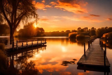 sunset over the river