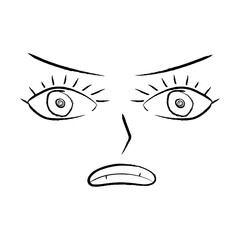 Girl's face with emotions in Anime kawaii style. On a white background. For web. Angry face