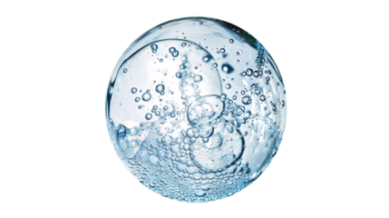 A single blue water bubble on an isolated background