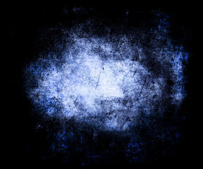 Dark grunge blue background, old damaged scary wall - 752944348