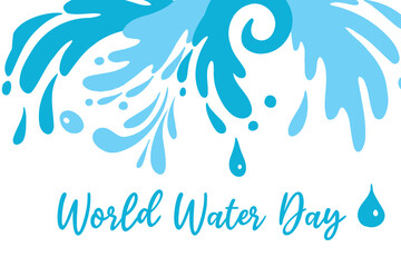 world water day vector illustration flat design. Splashes and drops composition banner. 22 march