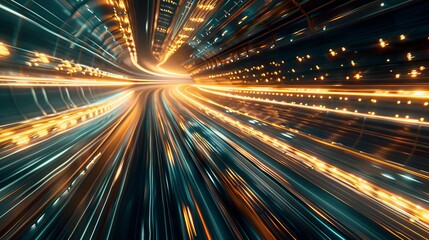 A futuristic abstract composition with light trails and speed effects, suitable for presentations on innovation and future trends.