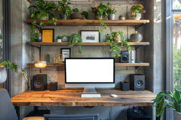 Blank monitor computer screen. technology concept. Generative AI