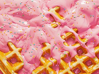 Sweet Delight: Colorful Sprinkled Waffles Ready to Tantalize - Generative AI