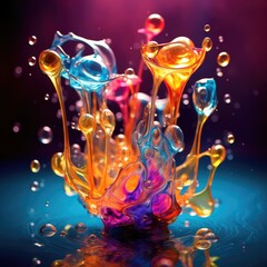 Dance of Colors: Vivid Liquid Sculpture in Mid-Air - Generative AI