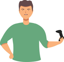 Angry video game player icon cartoon vector. Online vr reality. Console cyber