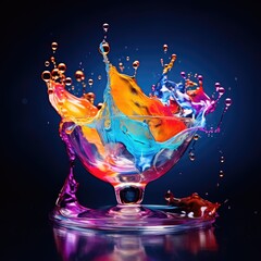 Dance of Colors: Vivid Liquid Sculpture in Mid-Air - Generative AI