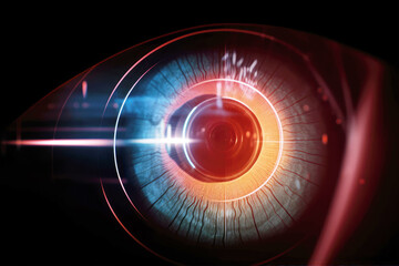 generated illustration laser eye surgery concept close up of eye with laser beam
