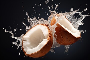 Energetic Splash: Almonds and Coconut in a Burst of Purity - Generative AI