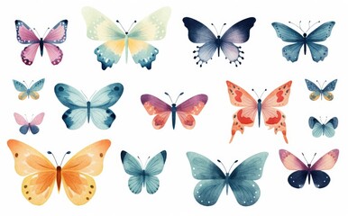 Kaleidoscope of Watercolor Wings - A Generative AI Butterfly Array