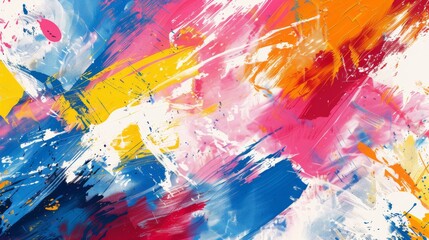Abstract art background with multicolored brush strokes and splashes