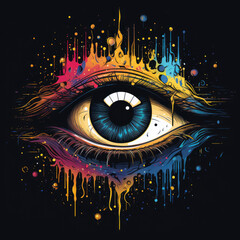 generated illustration colorful eye with abstract background. colorful eye painting