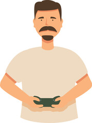 Father video gamer icon cartoon vector. Play computer game. Console cyber