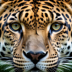 Close-up image of a leopard's face