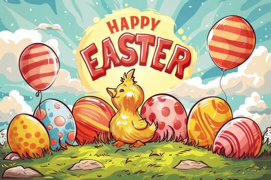 Colorful Easter Egg Basket Easter message. Happy easter plush cushion bunny. 3d Rose Blush hare rabbit illustration. Cute palm sunday festive card illustration magazine copy space wallpaper backdrop