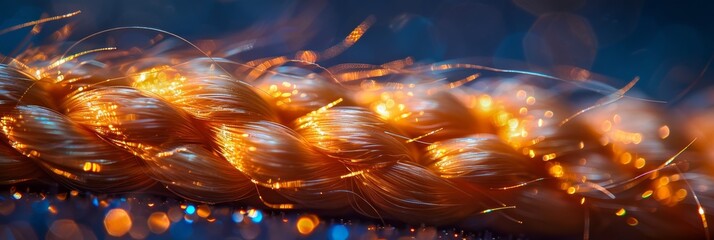 Abstract glittering waves with bokeh lights. This detailed image captures the essence of abstract waves with a shimmering bokeh effect, resembling golden silk cloth. 