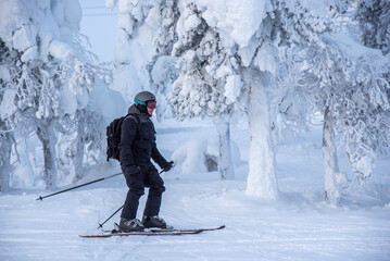 Down hill skiing in Lapland Finland