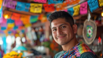 Fototapeta premium portrait of a young mexican young man celebrating cinco de mayo