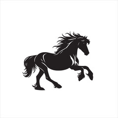  horse silhouette animal set isolated on white background.