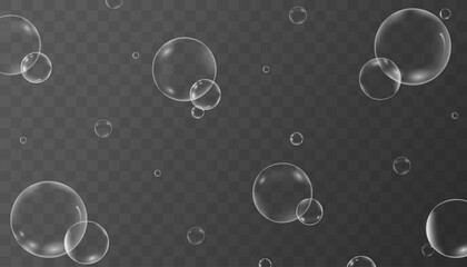 Collection of realistic soap bubbles.