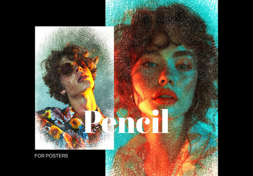 Pencil Scribbles Photo Effect Mockup With Generative AI Preview
