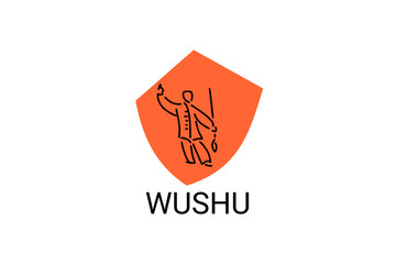 wushu sport vector line icon. sportman, fighting stance. sport pictogram illustration.