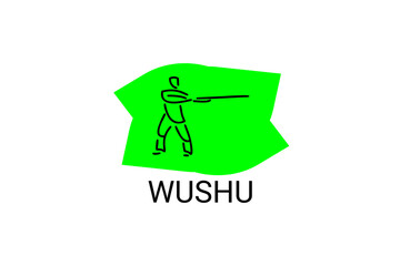 wushu sport vector line icon. sportman, fighting stance. sport pictogram illustration.