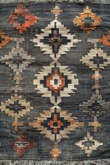 the timeless beauty of a vintage Scandinavian Swedish kilim rug from a top-down view