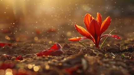 Foto op Plexiglas saffron flower in the soil © ananda