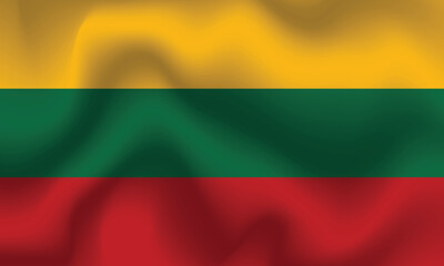 Flat Illustration of Lithuania flag. Lithuania national flag design. Lithuania Wave flag.
