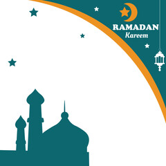 Illustration of Ramadan Kareem Eid Mubarak for template background copy space