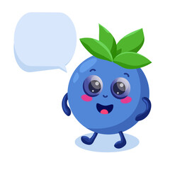 Vector illustration character blueberries, leaves, eyes