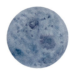 Hand-painted delicate watercolor purple moon isolated on white