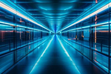Fototapeta premium Futuristic corridor with neon lighting