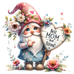 Obraz na płótnie Canvas Mother’s Day Gnome Mother’s Day Clipart t-shirt design PNG for mom and mummy