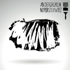 Black brush stroke and texture. Grunge vector abstract hand - painted element.