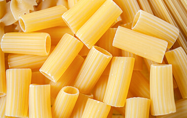 Background of raw Italian Rigatoni pasta