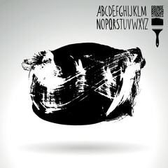 Black brush stroke and texture. Grunge vector abstract hand - painted element.