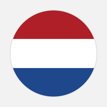 Netherlands national flag vector icon design. Netherlands circle flag. Round of Netherlands flag.
