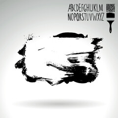 Black brush stroke and texture. Grunge vector abstract hand - painted element. Underline and border design.