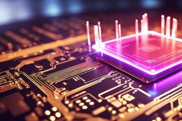 AI circuitry tech. CPU and Computer chip concept
