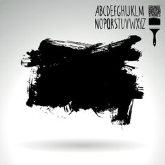 Black brush stroke and texture. Grunge vector abstract hand - painted element. Underline and border design.
