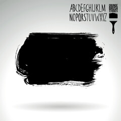 Black brush stroke and texture. Grunge vector abstract hand - painted element.
