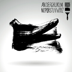 Black brush stroke and texture. Grunge vector abstract hand - painted element.