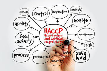 HACCP - Hazard analysis and critical control points mind map, health concept for presentations and...
