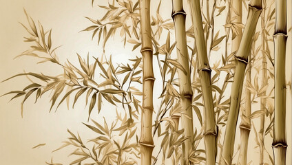 Bamboo illustration. printable arts. Generative AI