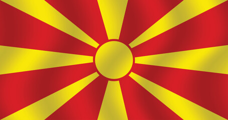 Flat Illustration of North Macedonia flag. North Macedonia national flag design. North Macedonia Wave flag.
