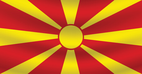 Flat Illustration of North Macedonia flag. North Macedonia national flag design. North Macedonia Wave flag.
