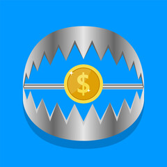 Money trap. Vector flat illustration