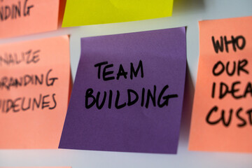 Post-it Note Highlighting Team Building Concept